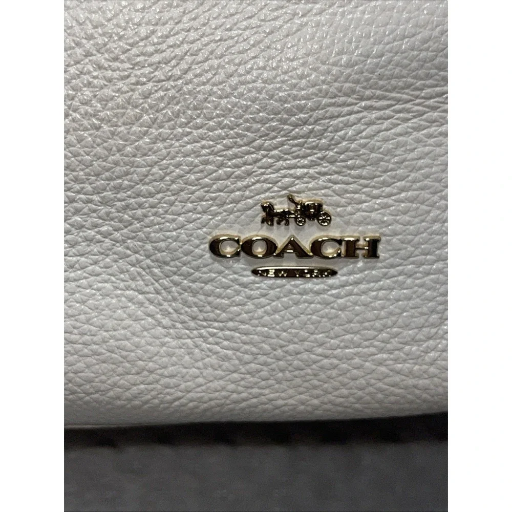 Coach White Leather Shoulder Tote with Gold Hardware